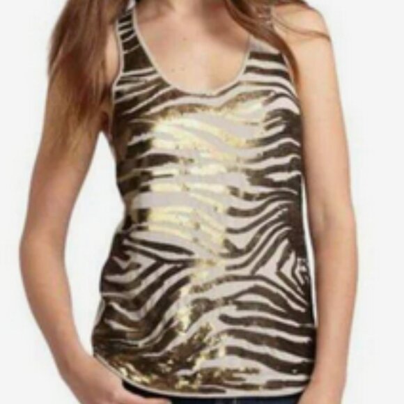 BCBGMaxAzria Margot sequined zebra print tank sz M - Picture 1 of 12